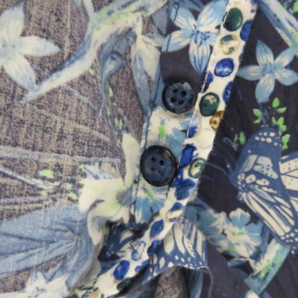 Denim & Flower*‎ Men's Short Sleeve Button Down Curved Hem Floral Shirt~ Large - Picture 5 of 11